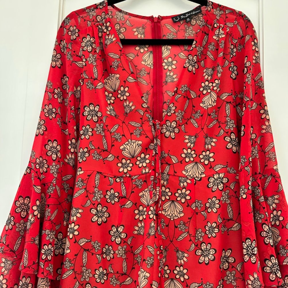 FOR LOVE & LEMONS Floral Print Plunge Neckline Romper - Picture 3 of 5